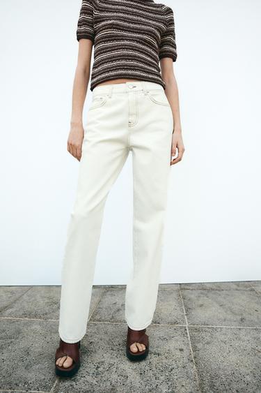 Z1975 HIGH-WAIST SLIM FIT JEANS WITH CONTRAST STITCHING - Ecru by Zara - Image 2