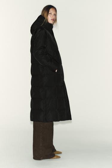 DOUDOUNE LONGUE À CAPUCHE DÉPERLANTE COUPE-VENT - Noir de Zara - Image 4