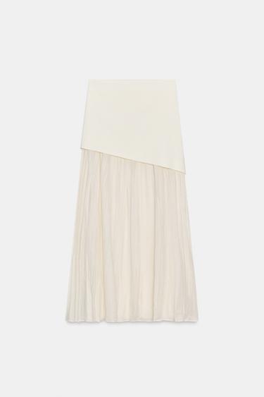 FALDA MIDI COMBINADA - Crema de Zara