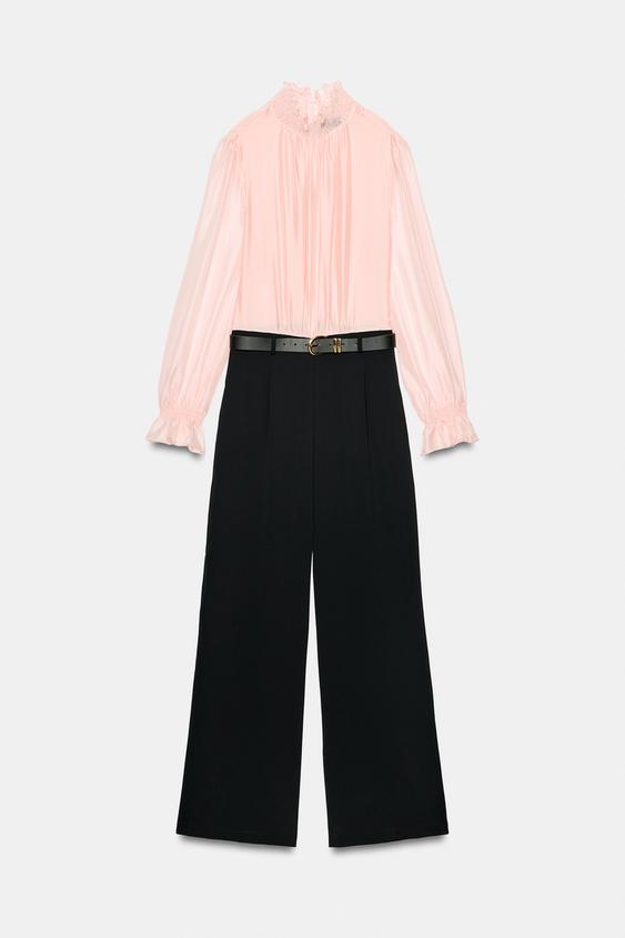 MONO COMBINADO CINTURÓN - Negro de Zara - Imagen 0