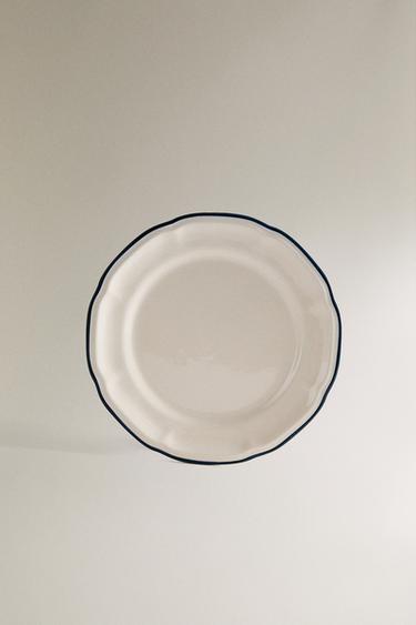 DESSERT PLATE WITH CONTRAST RIM - Blue by Zara