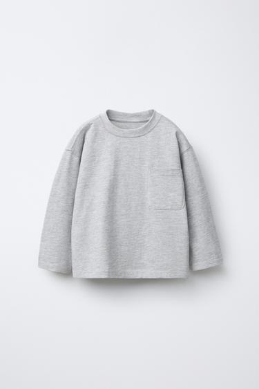 PLAIN T-SHIRT WITH POCKET - Grey marl by Zara