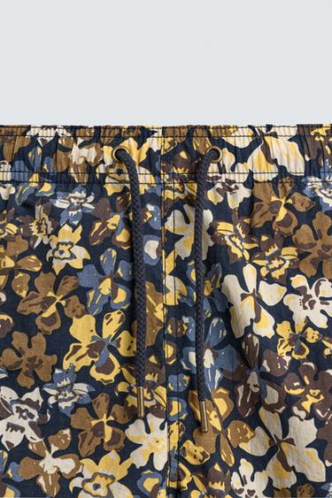 MID-LENGTH FLORAL PRINT SWIMMING TRUNKS - Brown by Zara - Image 7