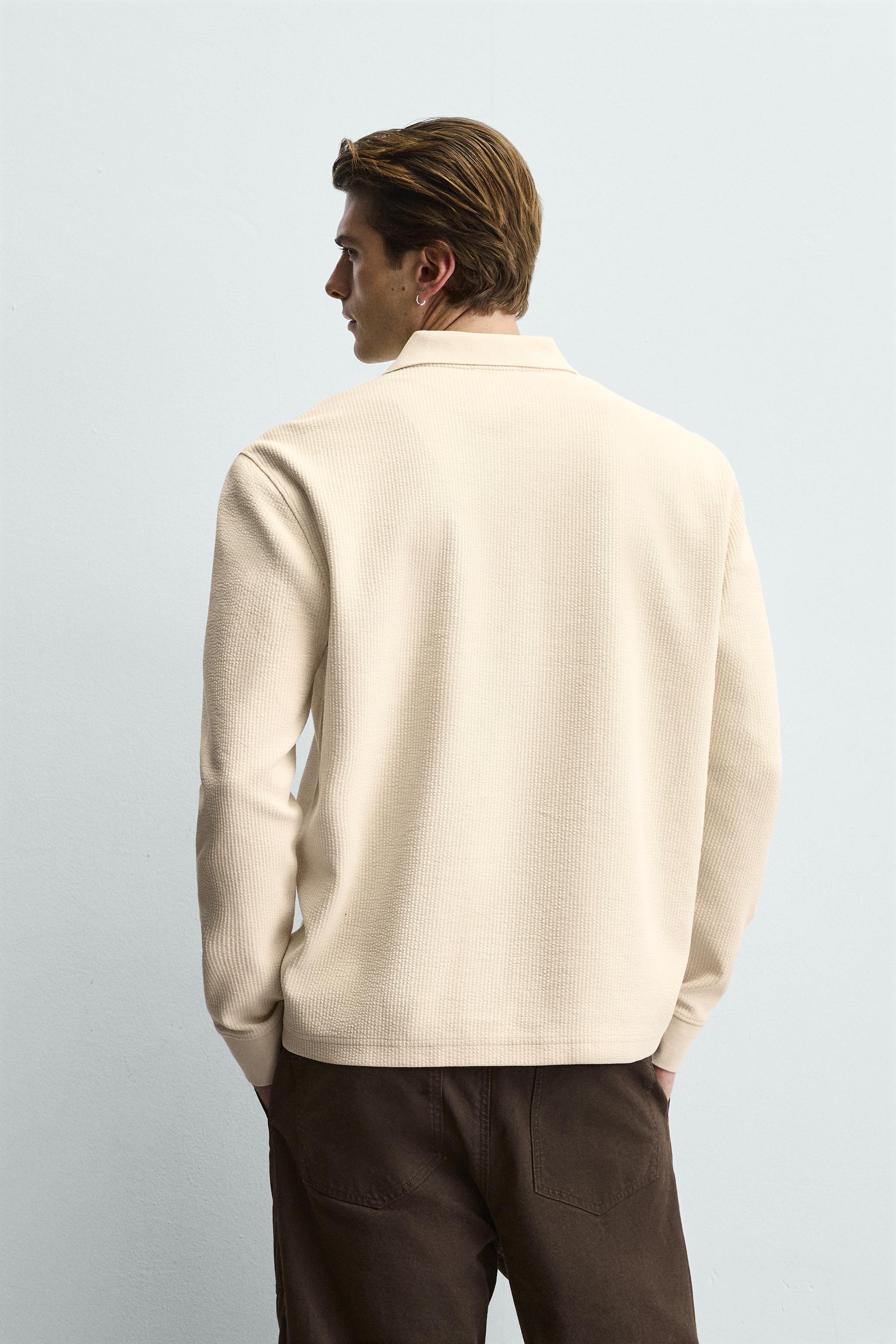 STRIPED TEXTURED POLO SHIRT