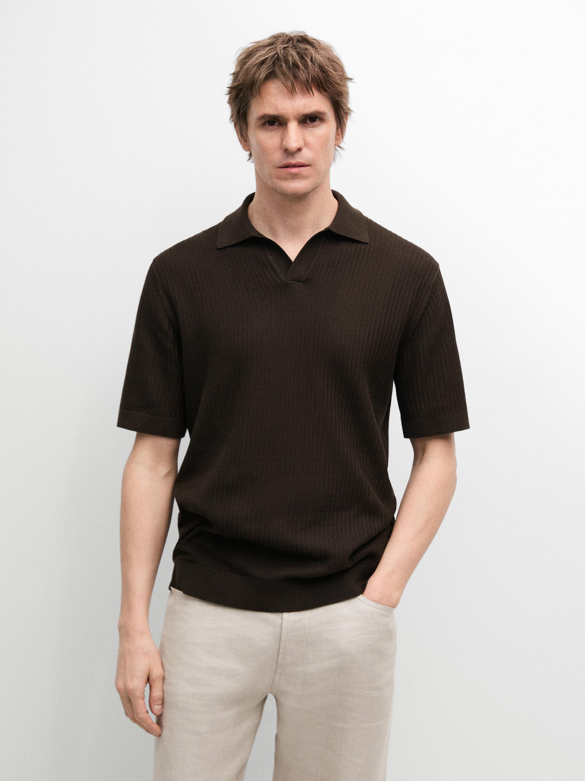 Regular fit cotton knit polo shirt