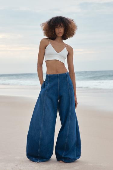 JEANS ZW COLLECTION BALLOON TIRO ALTO - Azul de Zara