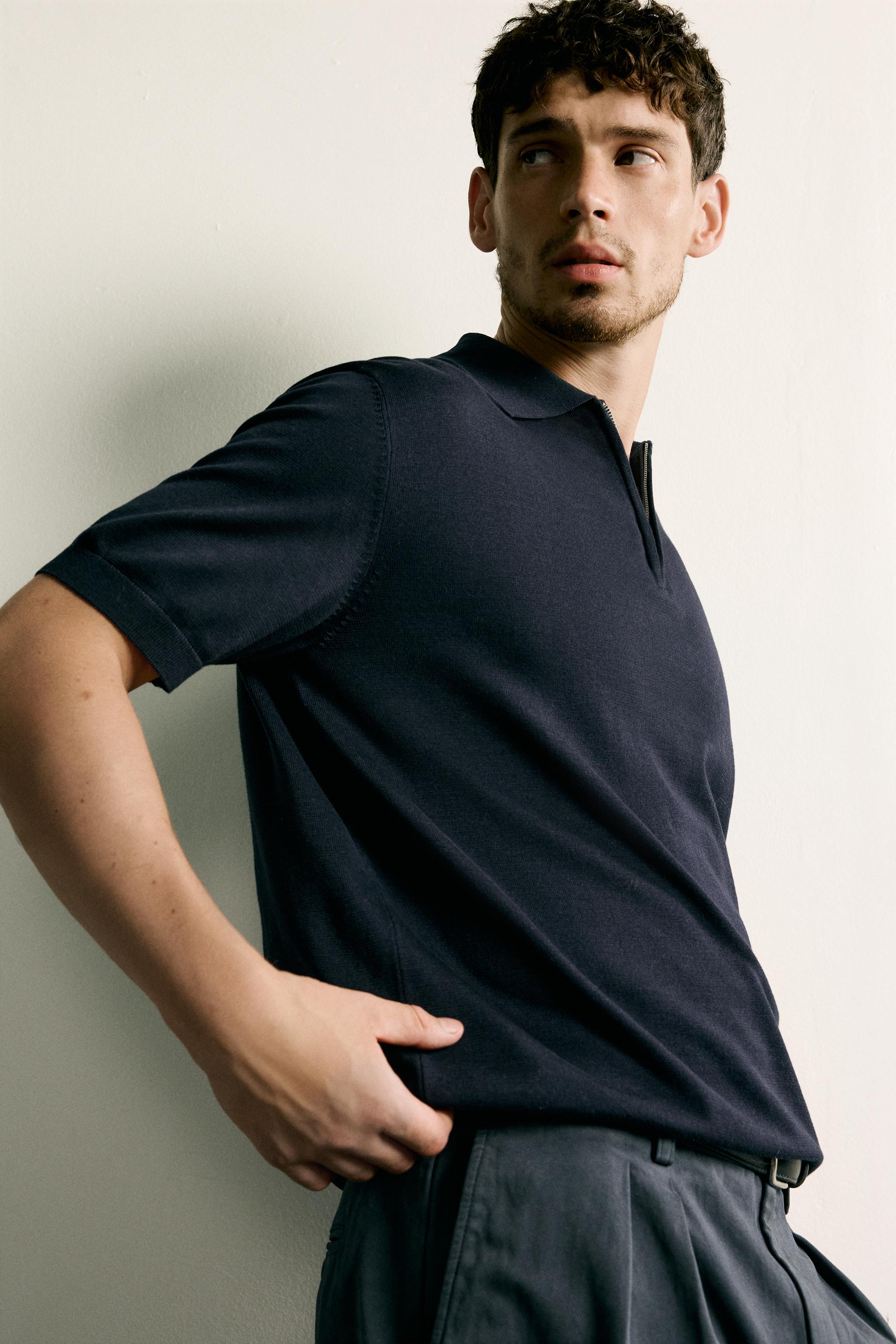 POLO EN MAILLE REGULAR FIT À ZIP