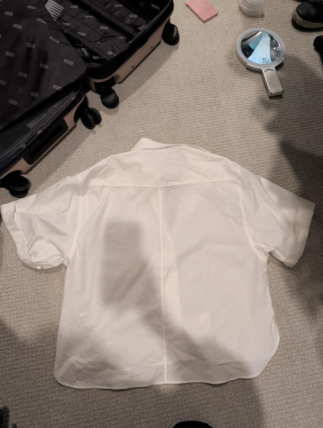 WOMENS WHITE POPLIN SHIRT SHORT SLEEVE - Image 2