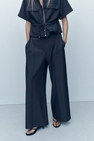 WEITE BUNDFALTENHOSE - Blau von Zara