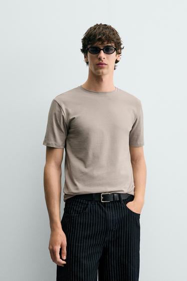 BASIC SLIM FIT T-SHIRT - Light grey by Zara
