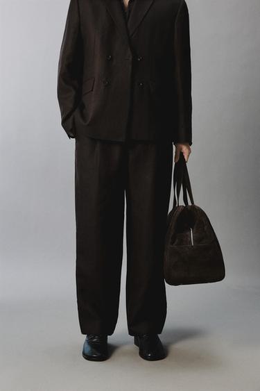 LIMITED EDITION 100% LINEN SUIT TROUSERS - Brown by Zara