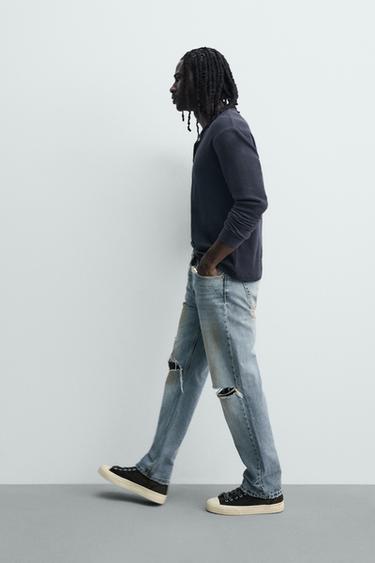 JEAN REGULAR FIT EFFET VINTAGE DÉCHIRÉ - Bleu de Zara - Image 5