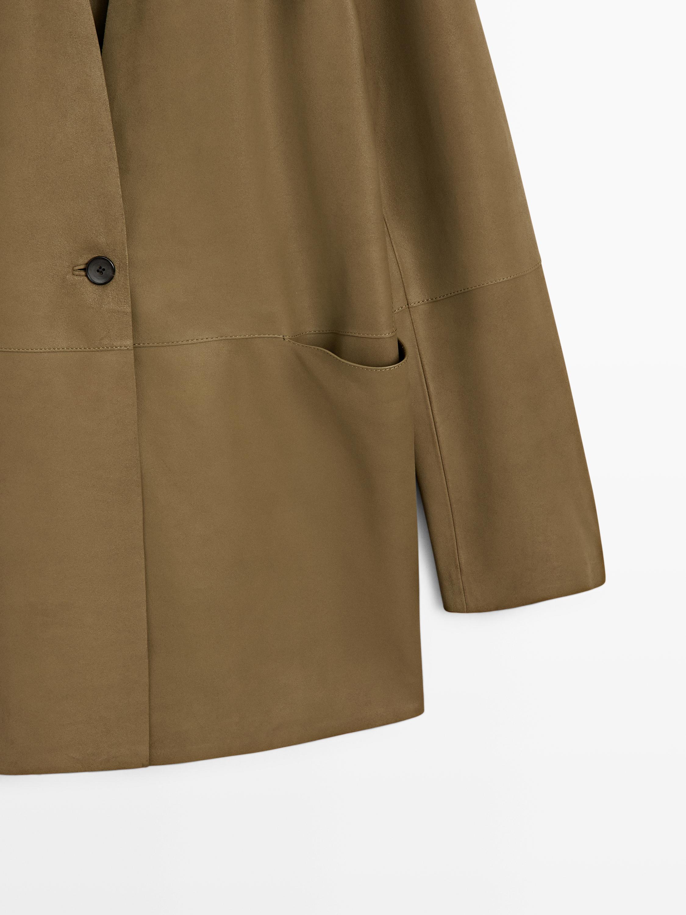 100% suede leather blazer with button detail - STUDIO
