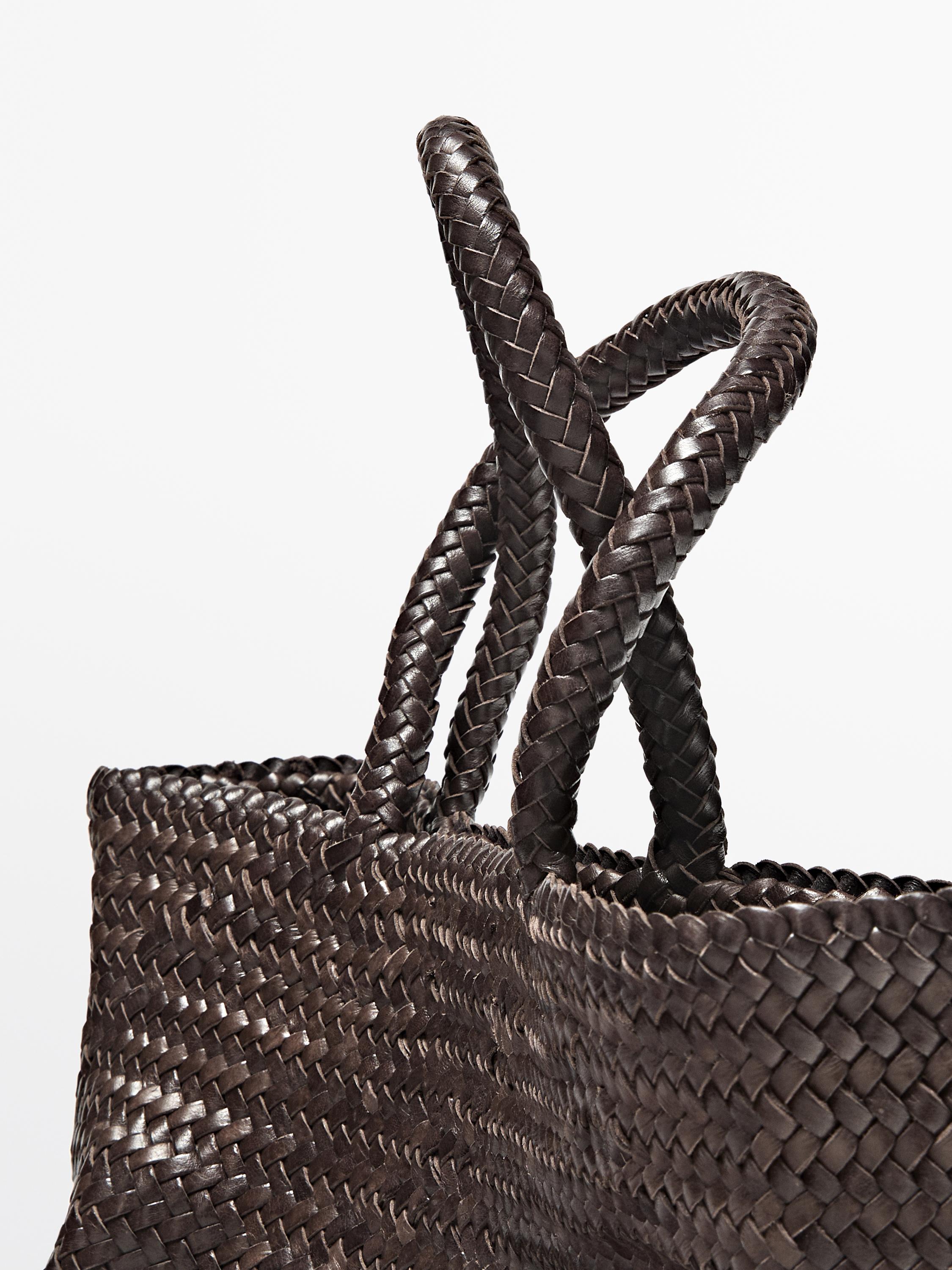 braided nappa leather tote bag