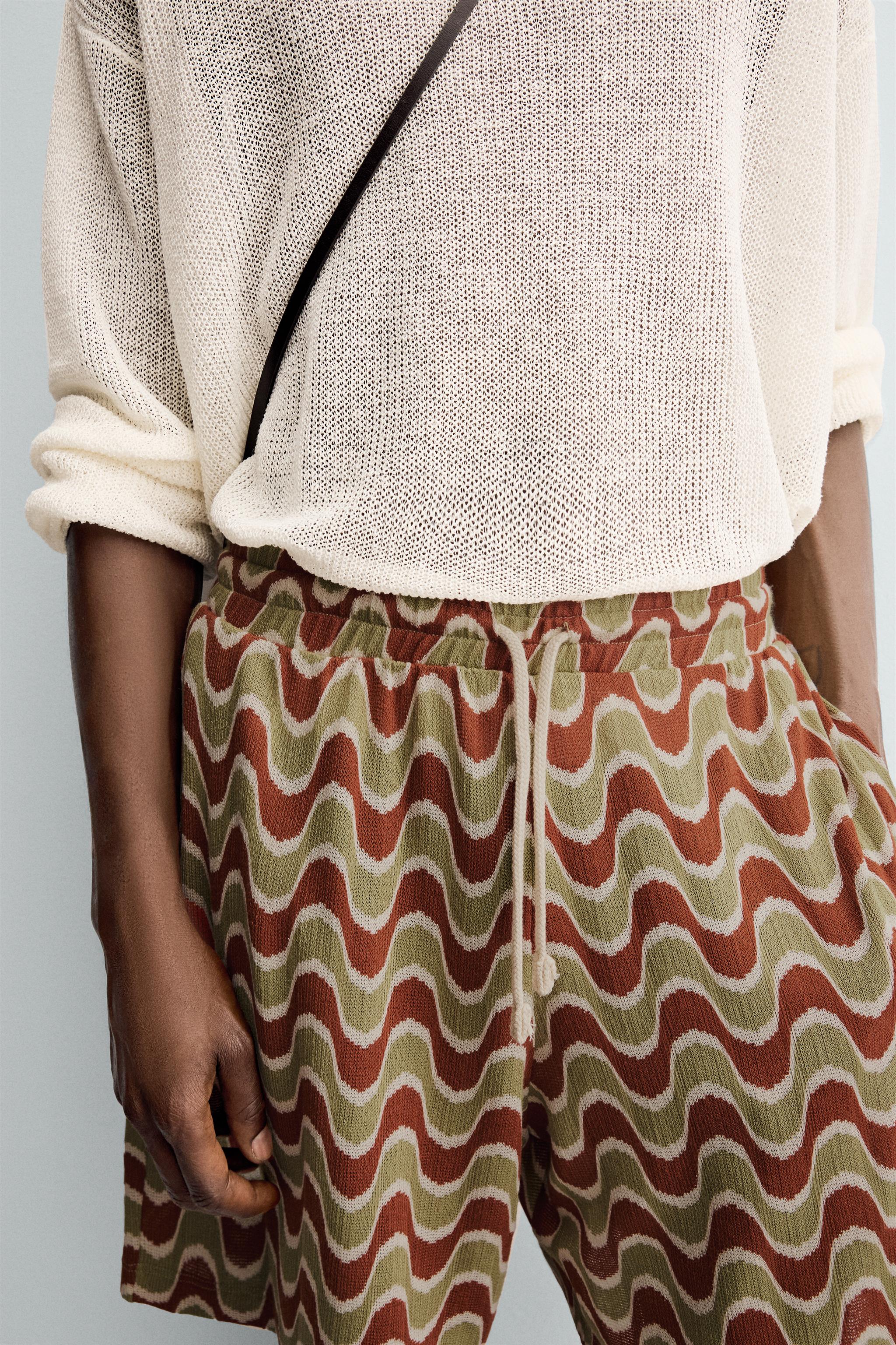 GEOMETRIC JACQUARD SHORTS - orange-green | ZARA United States