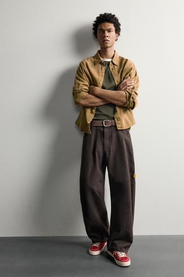 PANTALÓN BALLOON FIT COSTURAS - Marrón de Zara