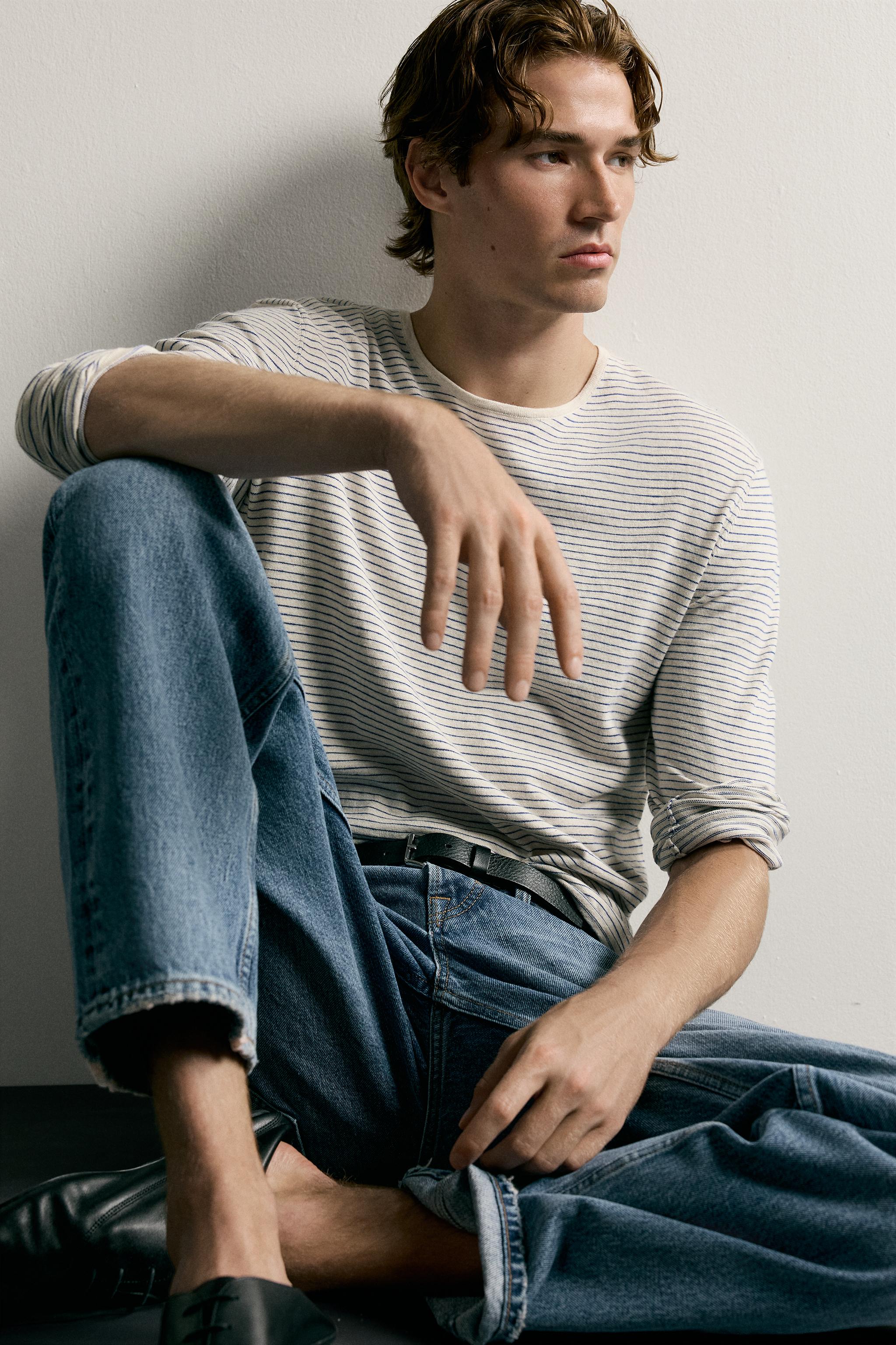 Мужские свитеры Zara LIGHTWEIGHT JACQUARD STRIPED SWEATER — фото 5