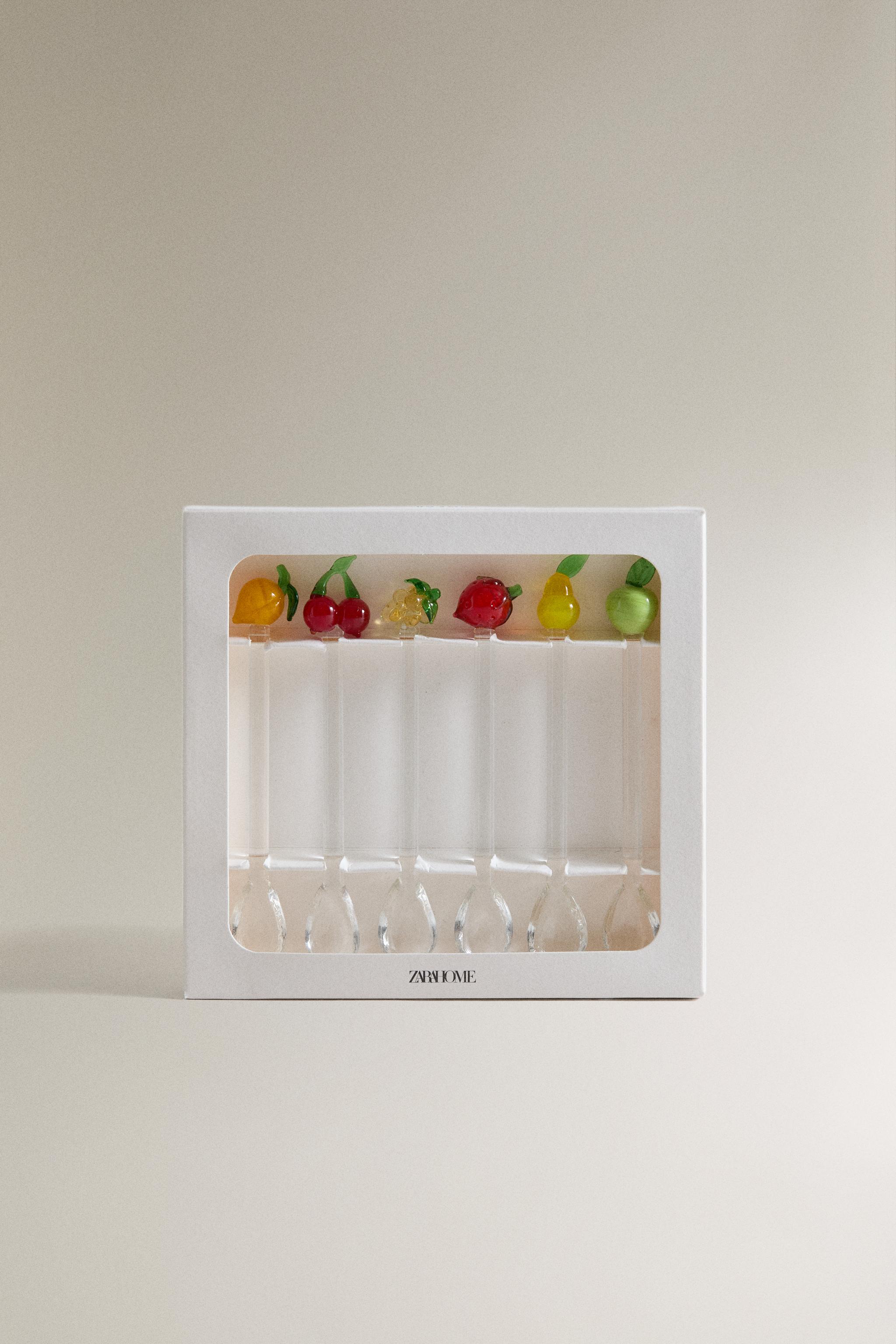 LOT PETITES CUILLÈRES VERRE FRUITS (LOT DE 6)