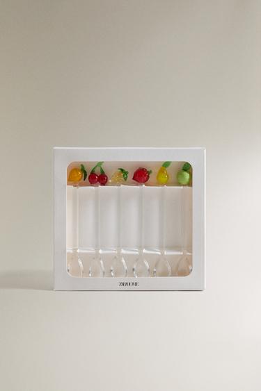 PACK OF GLASS FRUIT DESSERT SPOONS (PACK OF 6) - Red by Zara - Image 3
