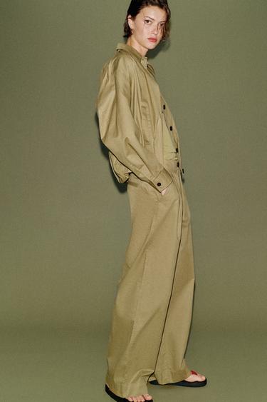 BARREL TROUSERS WITH DARTS SET - Khaki by Zara