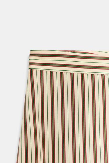 ZW COLLECTION STRIPED BALLOON TROUSERS - Ecru / Maroon by Zara - Image 10