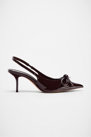 CHAUSSURES À TALONS ET NŒUD - Marron de Zara