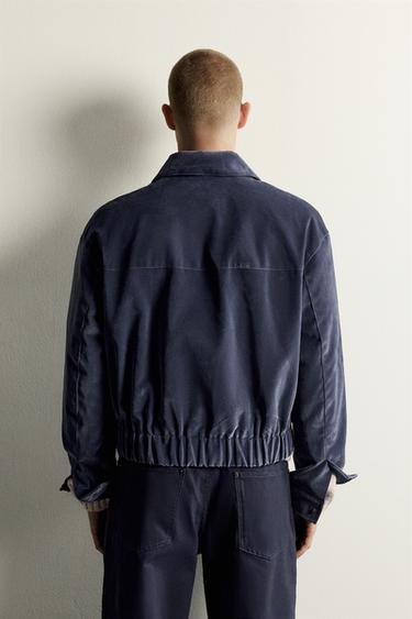 CROPPED VELOUR JACKET — Blue / Gray 2
