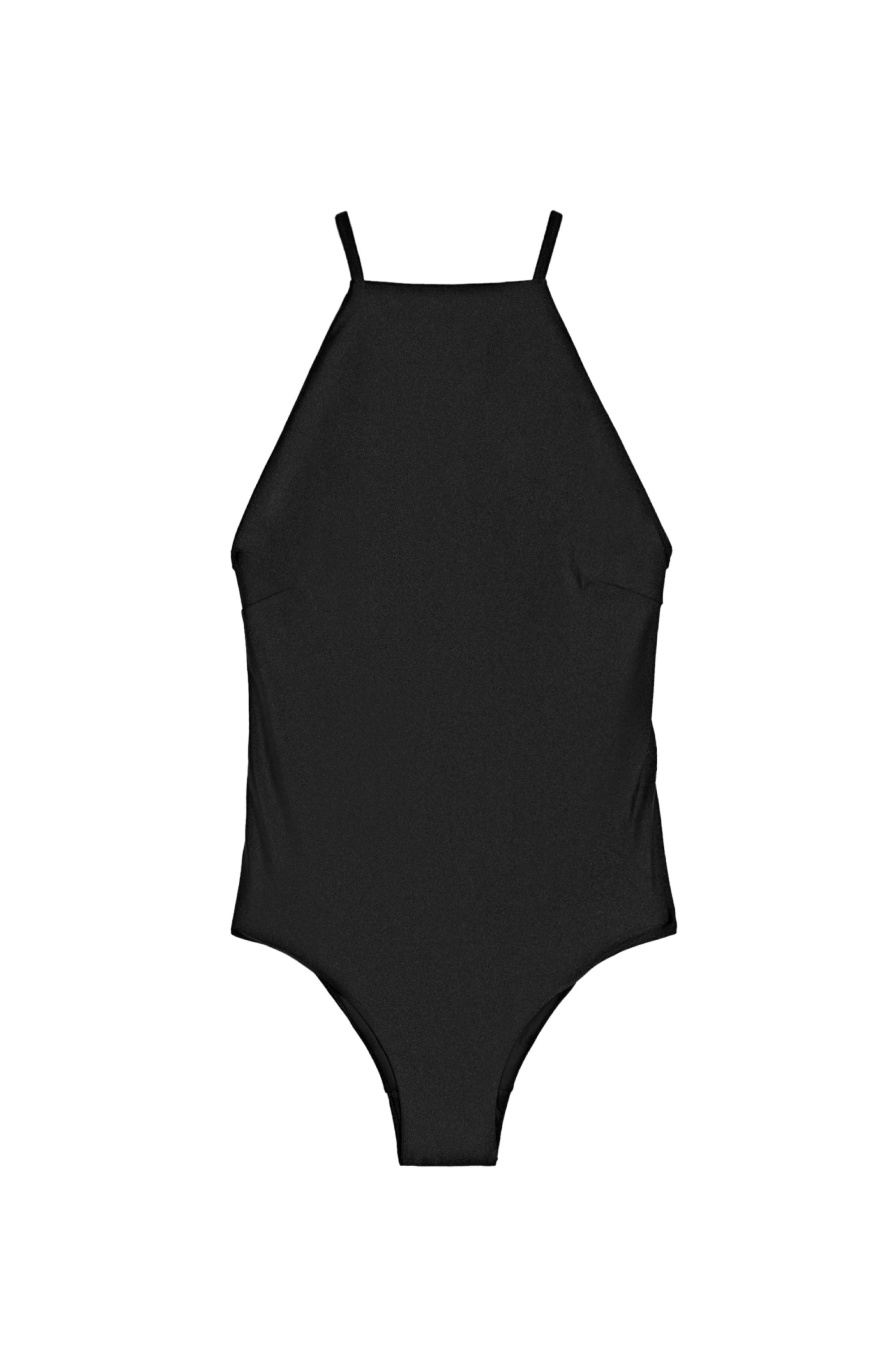 Shimmery halter swimsuit — Black