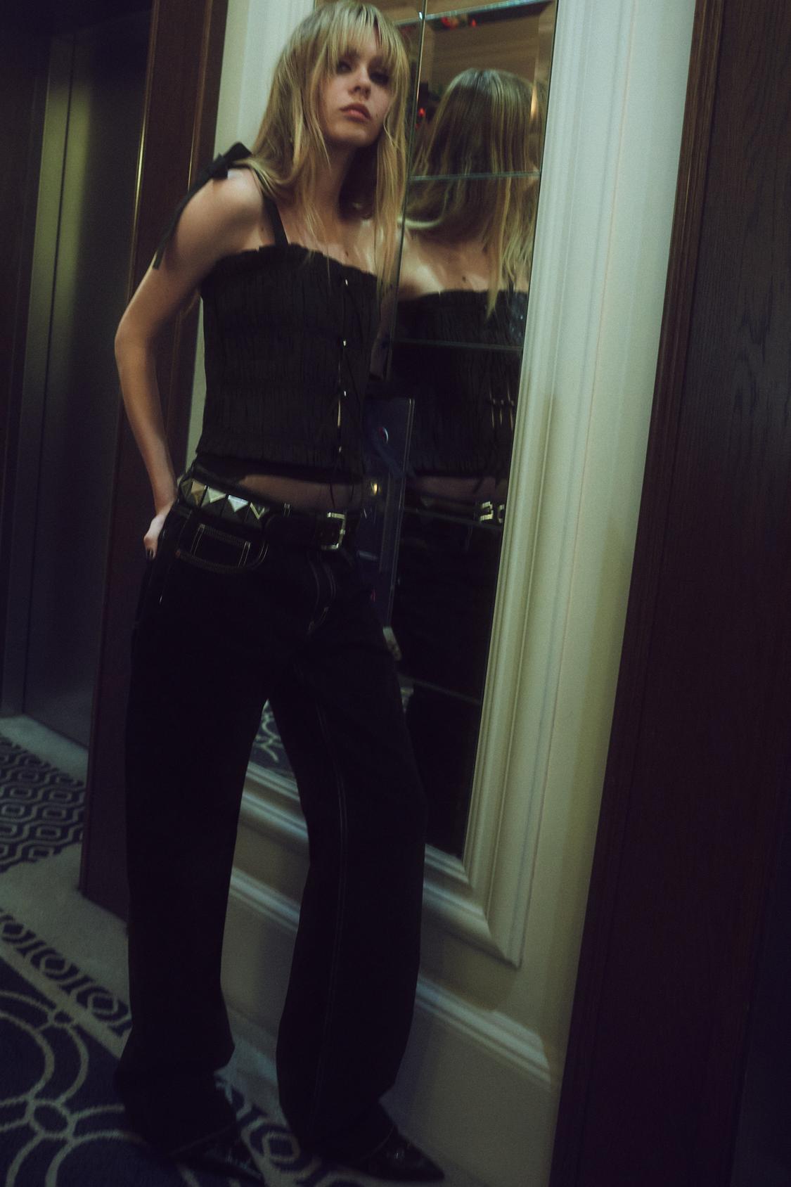 POPLIN TOP WITH JEWELLED BOW