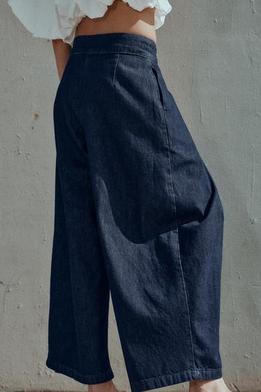 Z1975 HIGH-WAIST CULOTTES WITH PLEATS - Blue by Zara - Image 5