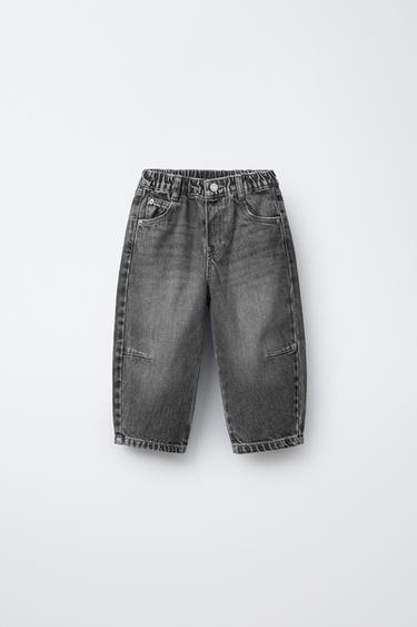 BARREL JEANS WITH PLEATS - Grey by Zara