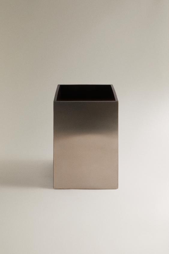 Zara RECTANGULAR METAL BIN - Brown - Image 0