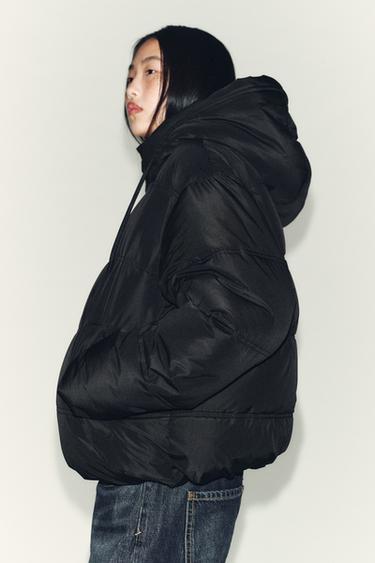SHORT WATER-REPELLENT AND WINDPROOF HOODED ANORAK - Black by Zara