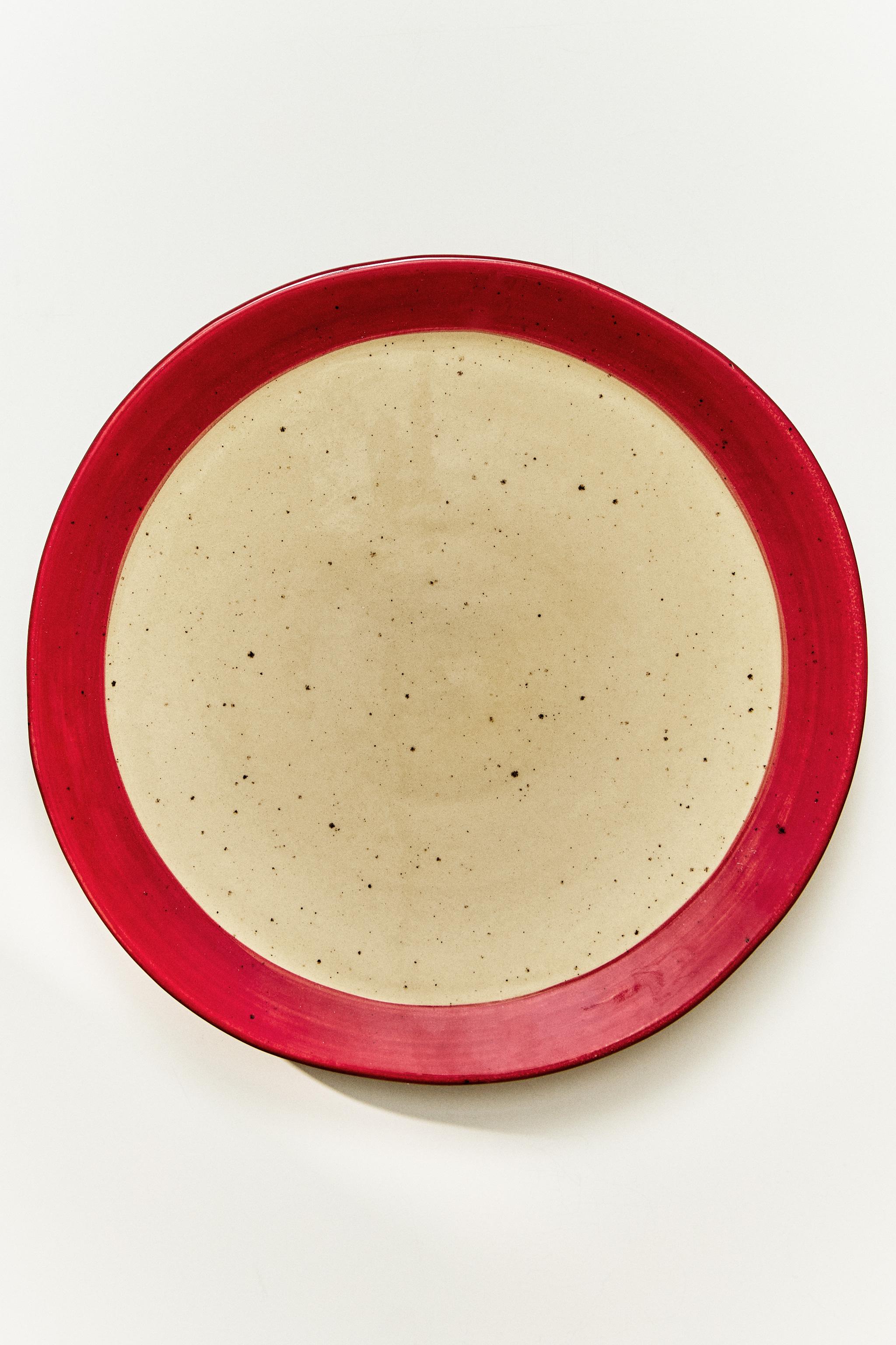 STONEWARE DINNER PLATE WITH CONTRAST RIM