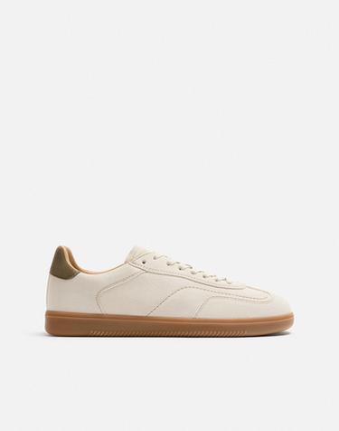 ZAPATILLA PIEL SUELA CONTRASTE - Blanco Hueso de Zara