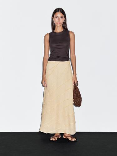 Zara Midi skirt with patchwork detail - Yellow