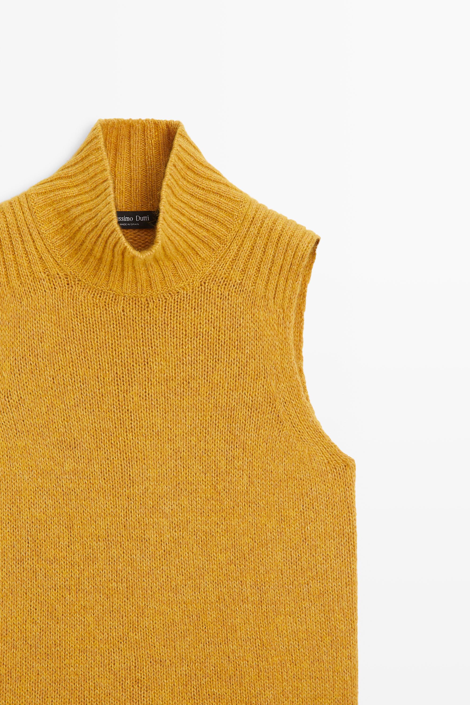 Wool-blend knit turtleneck vest