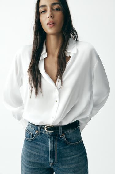 CAMISA ACETINADA - Branco da Zara
