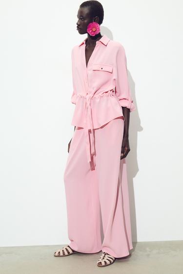 CREPE WIDE-LEG TROUSERS - Pink by Zara - Image 0