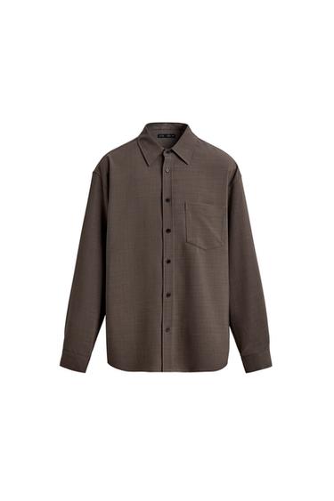 릴렉스핏 셔츠 - Zara 브라운