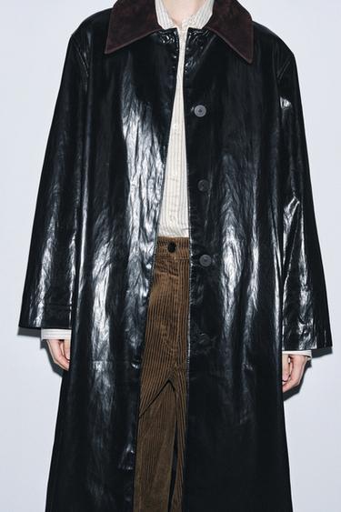 ZW COLLECTION LIMITED EDITION SHINY TRENCH COAT WITH CONTRAST COLLAR - Black by Zara - Image 1