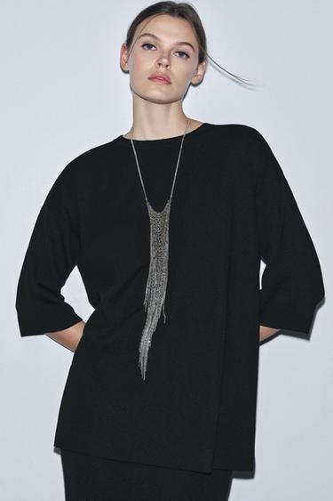 TOP DE PUNT OVERSIZE - Negre de Zara