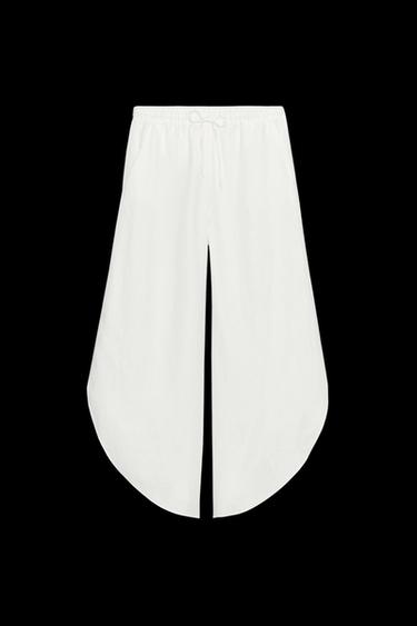 Zara ZW COLLECTION LINEN PANTS WITH VENTS - White - Image 0