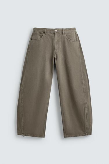 BALLOON FIT JEANS WITH ZIP - camel by Zara