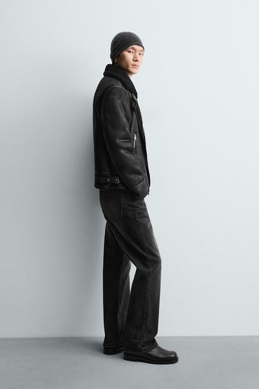 BLOUSON EN MATIÈRE SYNTHÉTIQUE COMBINÉE - Noir de Zara - Image 3