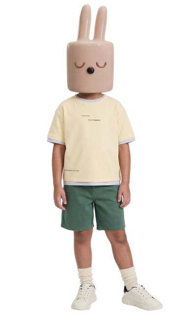 T-SHIRT EN INTERLOCK À INSCRIPTIONS - Jaune pastel de Zara