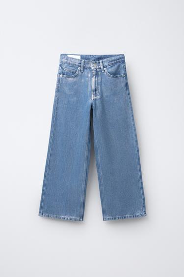 JEANS WIDE LEG BRILLOS  - Azul de Zara - Imagen 0