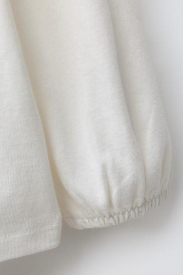 EMBROIDERED PETER PAN COLLAR T-SHIRT - Ecru by Zara