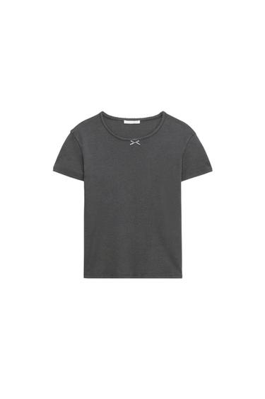 CAMISETA DE MANGA CURTA - Azul / Cinza da Zara