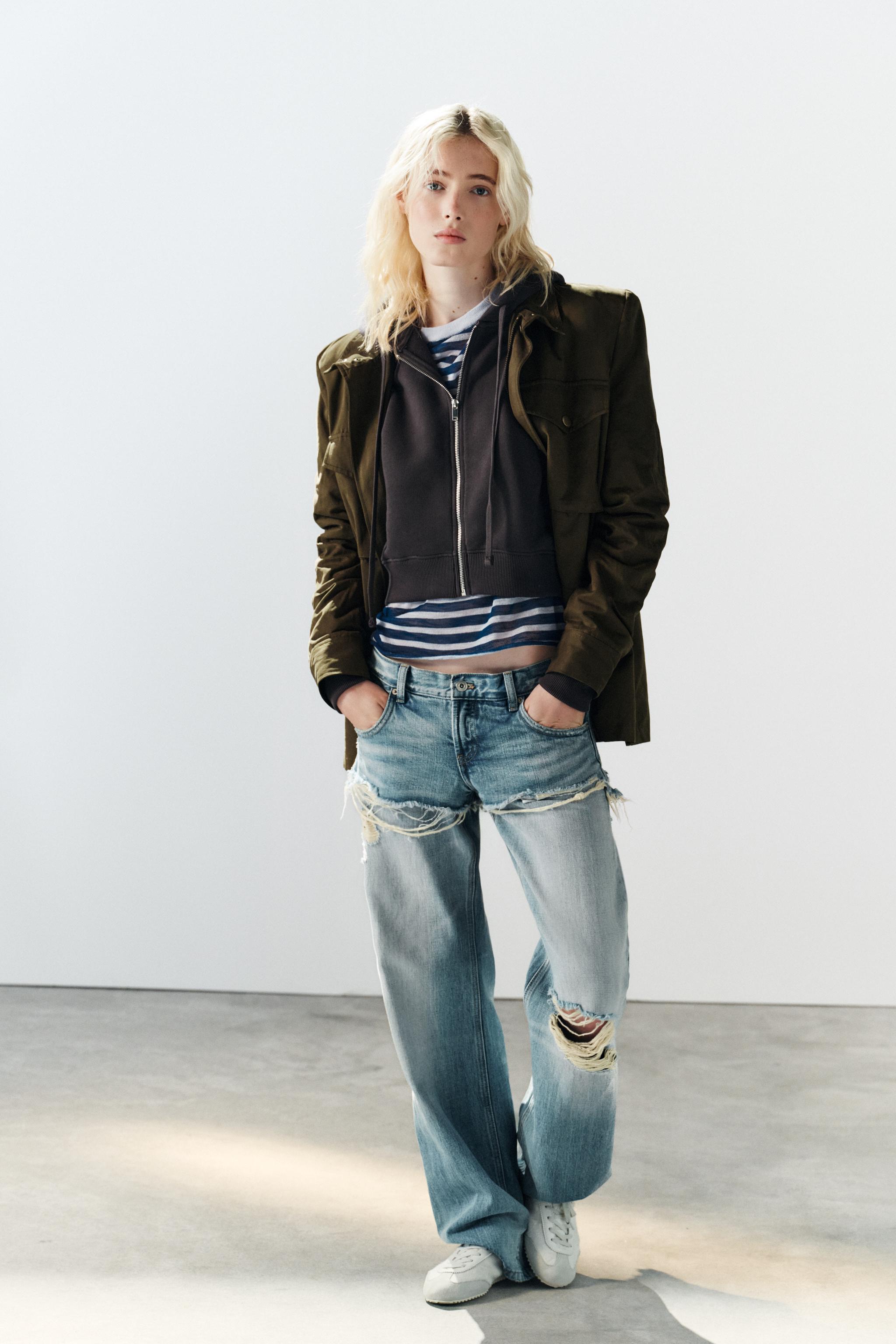 Zara Trf Düz Paça Çift Katman Efektli Düşük Bel Jean